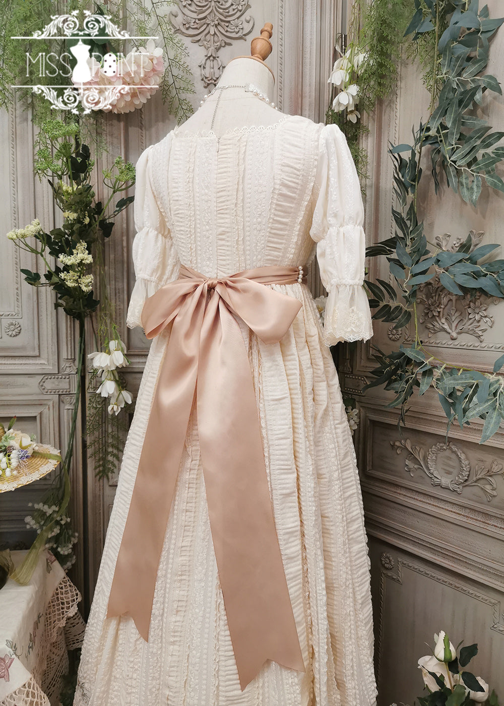 Miss Point~The Sally Gardens~Multicolors Ribbon Lolita Sash champagne ribbon beaded sash 8496:91380