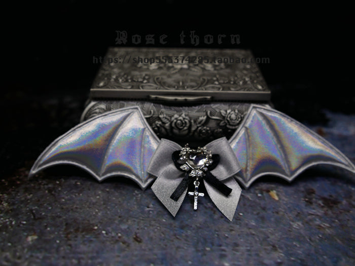 Rose Thorn - Multicolors Gothic Lolita Little Bat Brooch Hairpin A Full Silver Hairpin