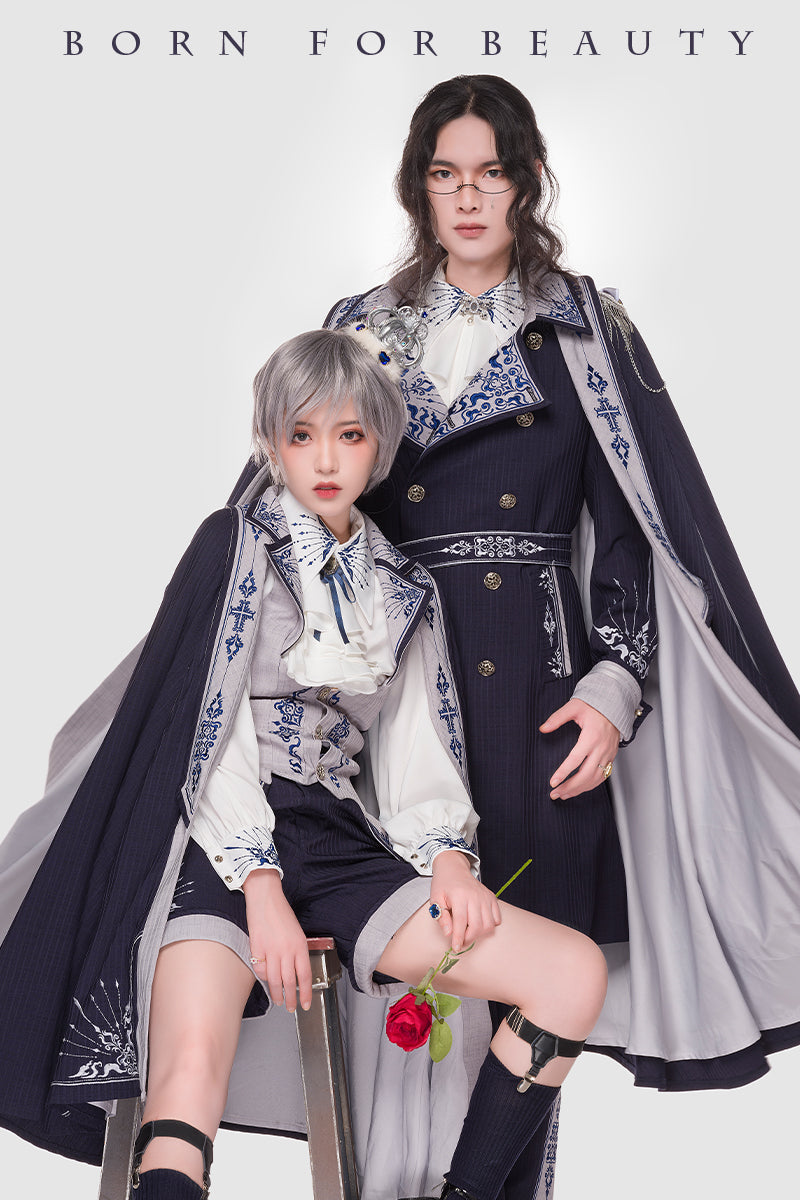 Youpairui - Sheffield - British Military Navy Blue Ouji Lolita Set