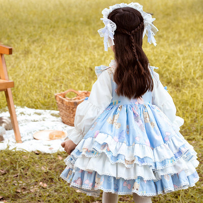 Kawaii Kid Lolita Princess Dress Puffy Skirt 130cm blue 