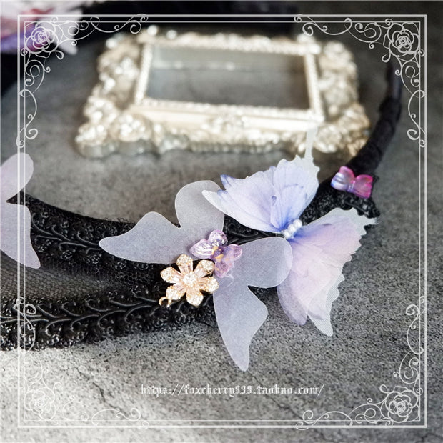 Fox Cherry - Gothic Lolita Butterfly Vintage Gauze Headdress