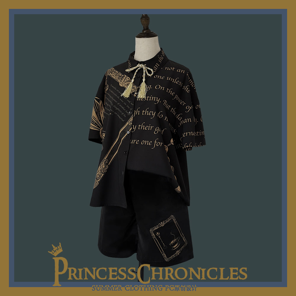 Princess Chronicles - Dark Fairy Tale - Ouji Lolita Casual Shorts Shirts S printing shorts Only