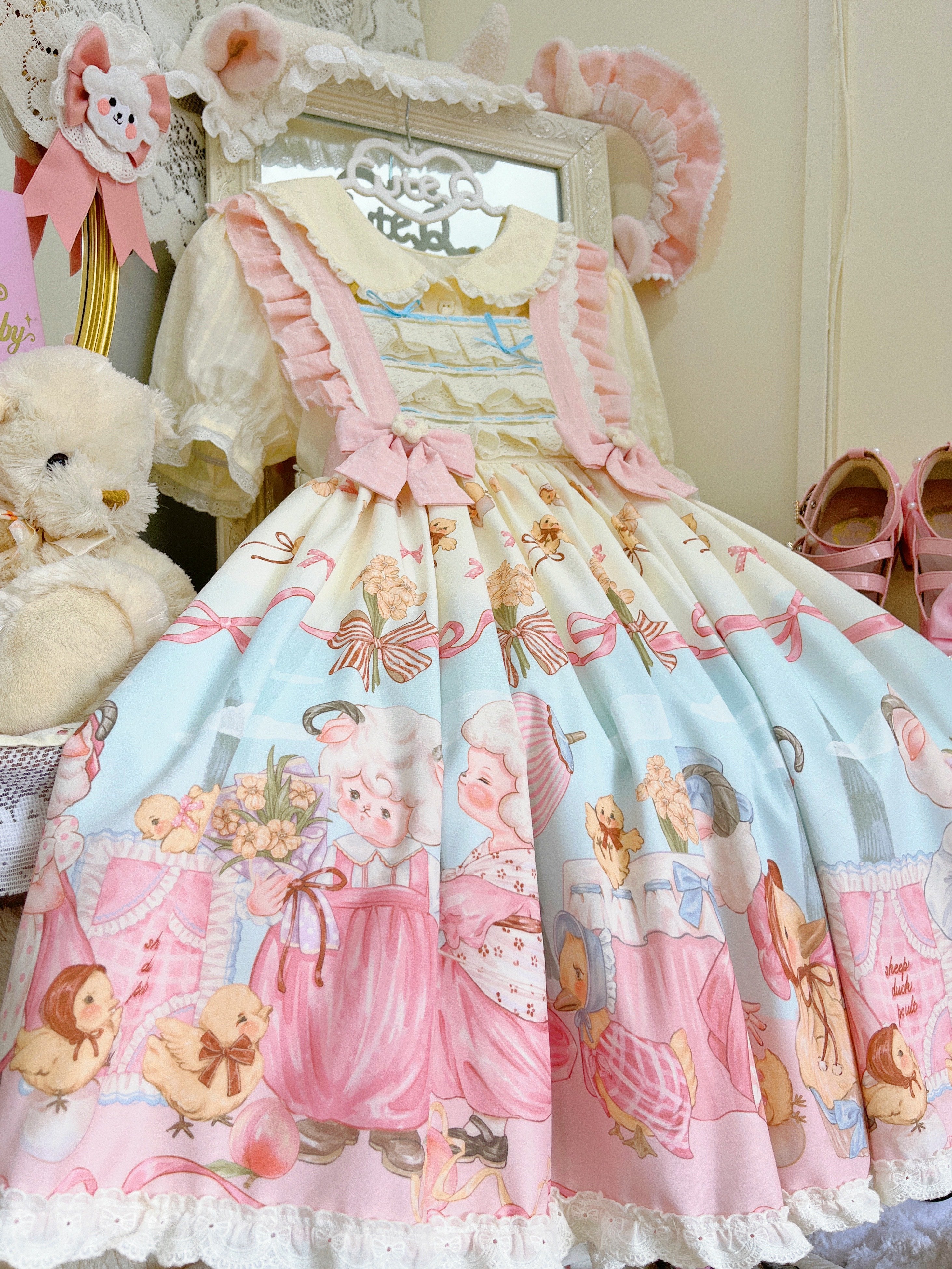 (Buyforme)MeowMeow~Sheep Pattern Waltz Princess Lolita JSK Salopette 11806:122374