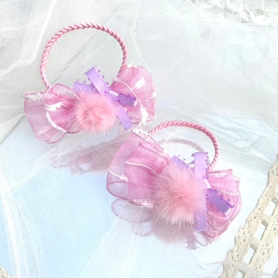 Bow Terminator - Sweet Lolita Headwear Handmade Hairpin 7cm pinkish purple wool hair ring