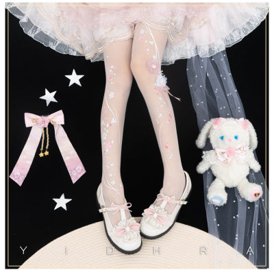Yidhra - 3D Print Chinese Qi Lolita Pantyhose One Size white 20D upgraded version
