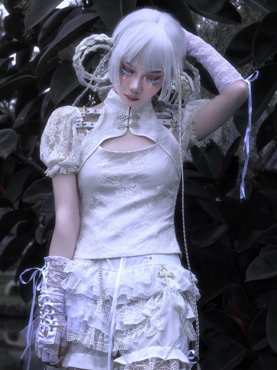Blood Supply - Gothic Punk Lolita ShortsTiered Lace Pantskirt