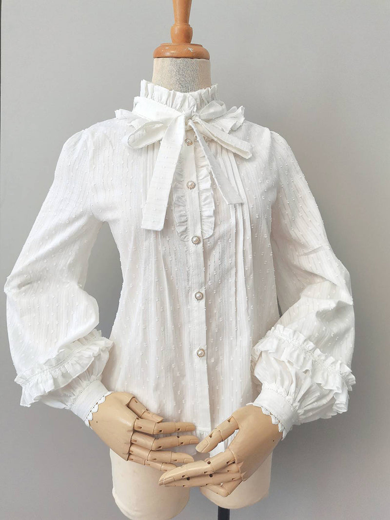 Yilia - Sweet Lolita Long Sleeve Cotton Blouse