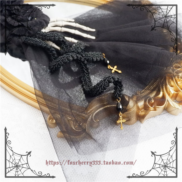 Fox Cherry - Gothic Flowers Hand Bone Cross Headdress