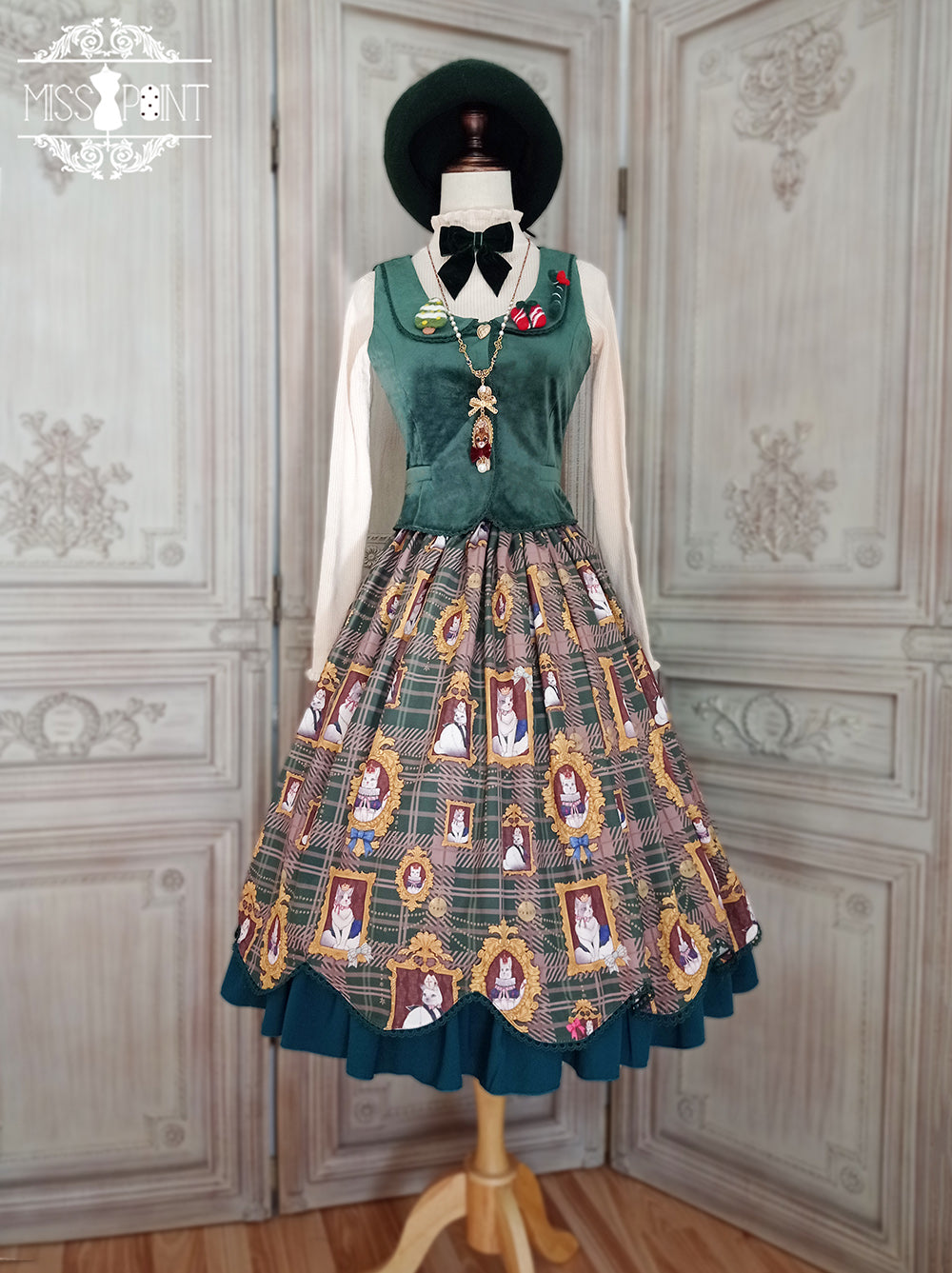 Miss Point~Christmas Preppy Style Velvet Lolita SK Vest Set 3690:22717