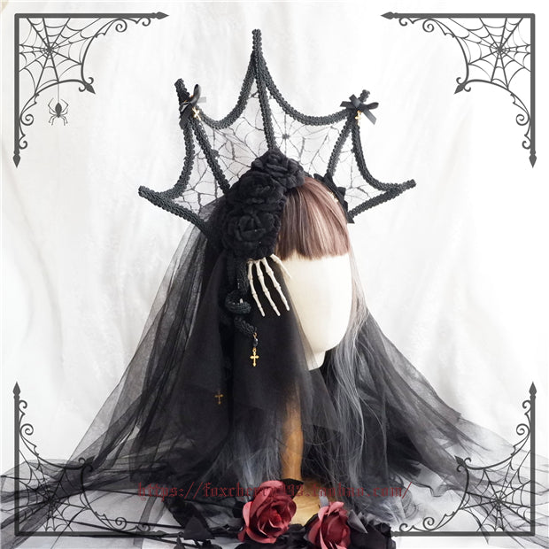 Fox Cherry - Gothic Flowers Hand Bone Cross Headdress