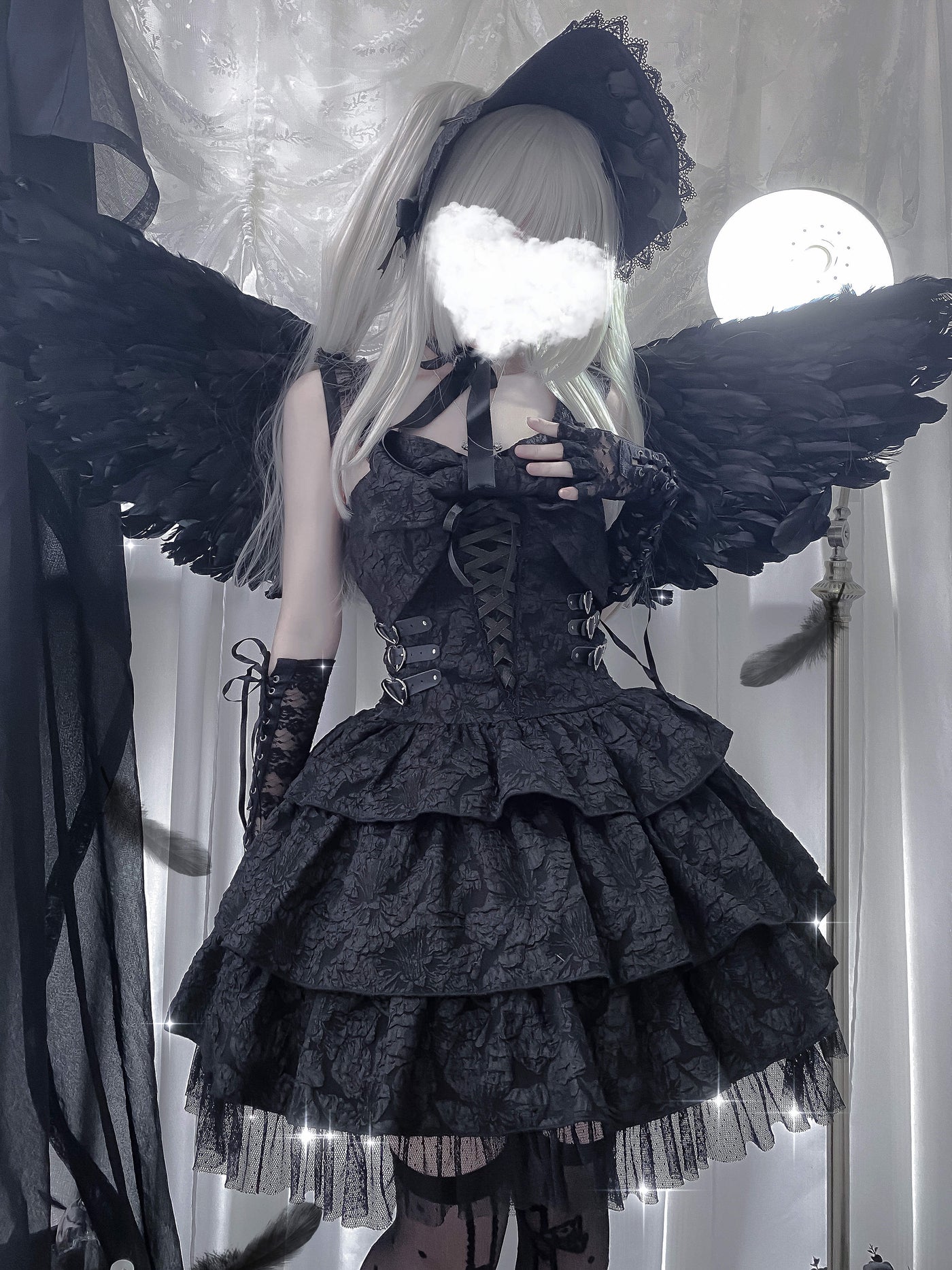 (Buyforme) Thousand layer dinosaur~ Twin Mirror~Black White Gothic Lolita JSK   