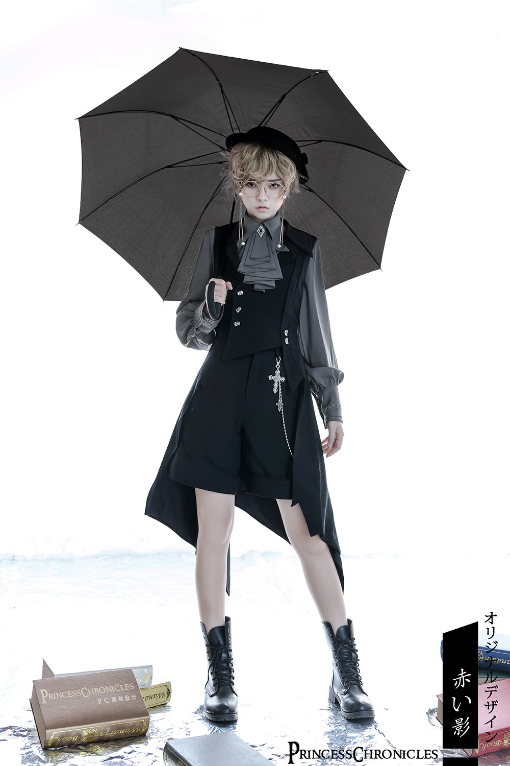 Princess Chronicles - Black and Blue - Retro Ouji Lolita Shirt 4420:11827