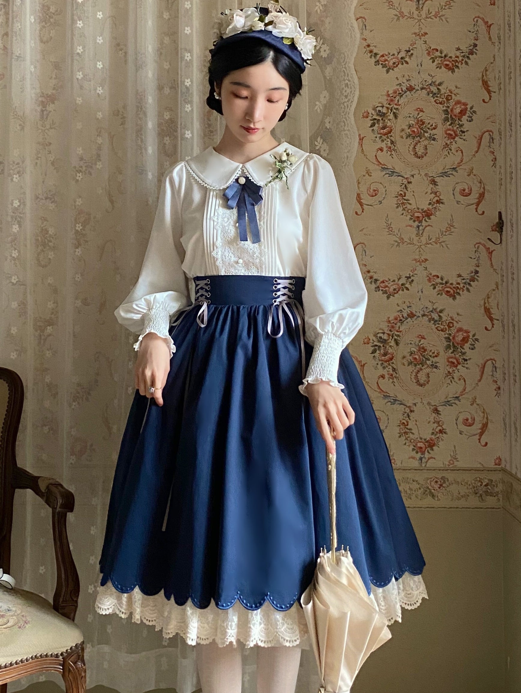 EESSILY - Countess's Autumn Tour - Retro Lolita Embroidery Long SK 8318:129492