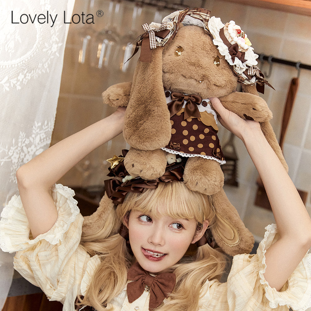 LovelyLota - KOKO Chocolate Rabbit - Furry Bunny Lolita Bag rabbit bag+rabbit clothes+rabbit hairband