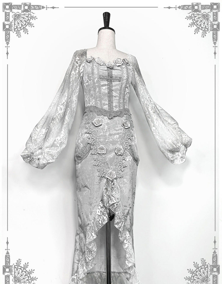 Blood Supply - Rose Funeral - Halloween Rose Slit Mermaid Lolita Skirt