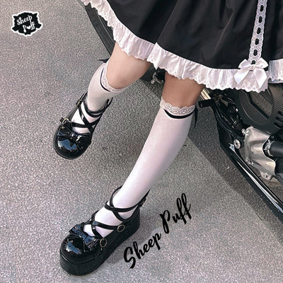 (Buy for me)Sheep Puff~ Sweet Lolita Bow Platform Shoes Multicolors   