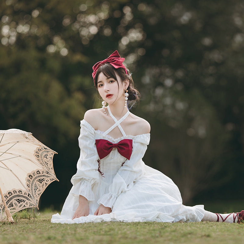 With PUJI - Romantic Dating - Halter Neckline Lolita OP Dress