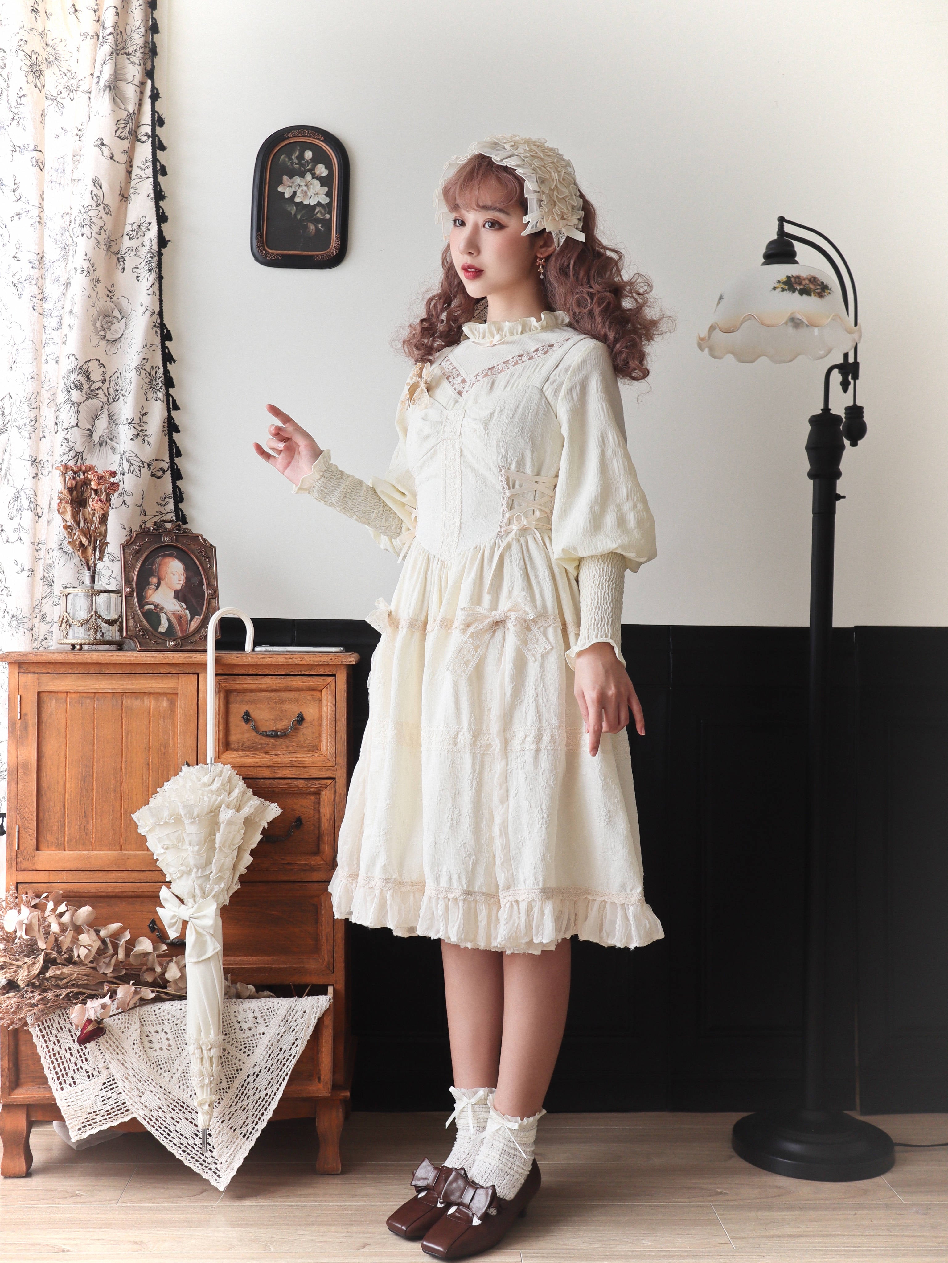 White Tea Story - Elegant Black and White Lolita JSK and Blouse