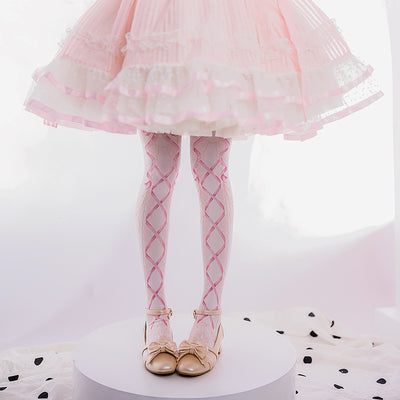 Roji roji~120D Velvet Sweet Lolita Tights free size pink 