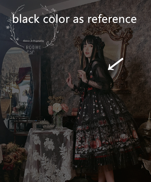 Bodhi Lolita - Strawberry Fruit Tea - Chiffon Long Sleeve Sweet Lolita Blouse A black