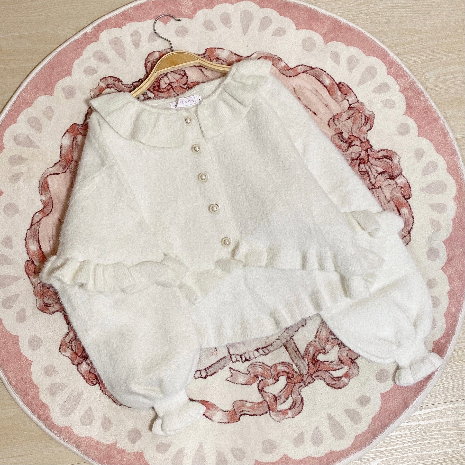 MIST - Small Ointment - Sweet Lolita Thick Sweater Coat Puff Sleeve S milk white