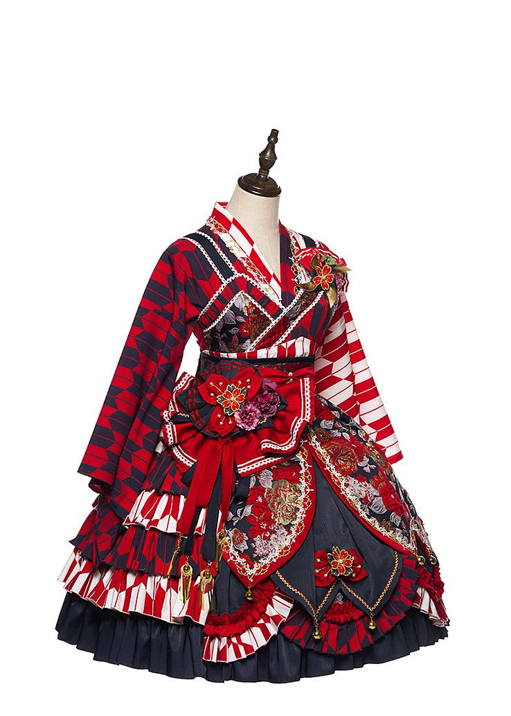 Youruipai - Japanese Wa Lolita Tea Party Red Dress 2370:38029