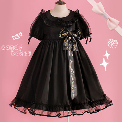 Pumpkin Cat - Candy Boxes Sweet Lolita OP Dress S voile black with black silk ribbon