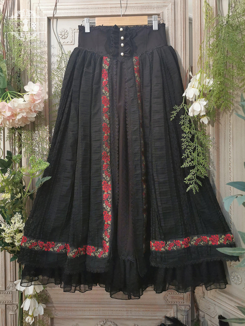 Miss Point~The Sally Gardens~Fish Bone High Waist Lolita Skirt (2XL L M S XL / black) 8492:91150