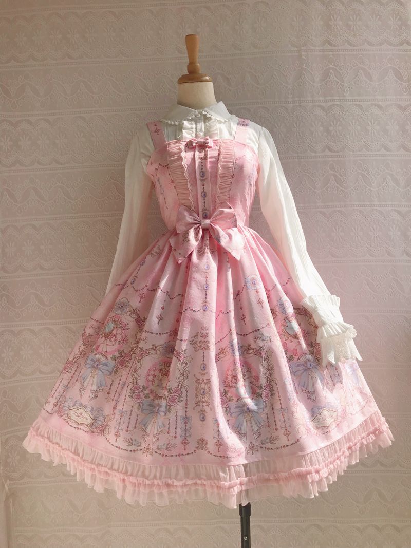 Yilia - Sweet Printing Winter Lolita JSK Dress XS pink