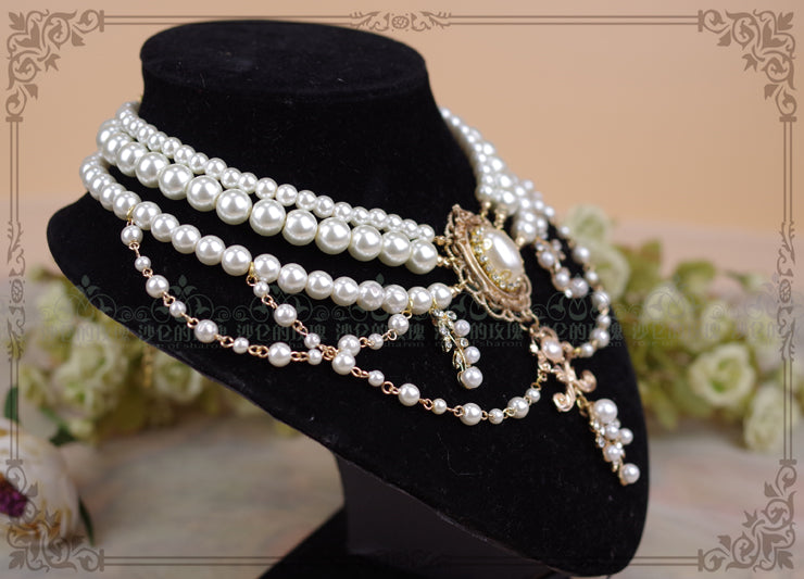 Rose of Sharon~ Baroque Layered Pearl Lolita Necklace 1662:48001