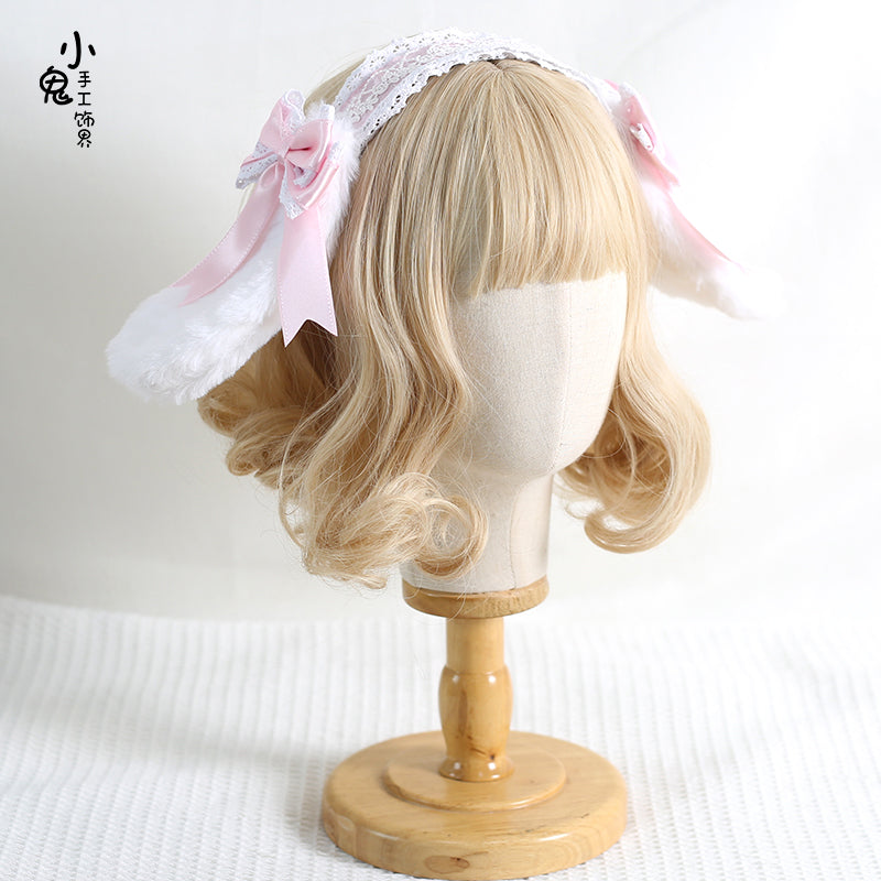 Xiaogui - Sweet Lolita Rabbit Ear KC Headband light pink