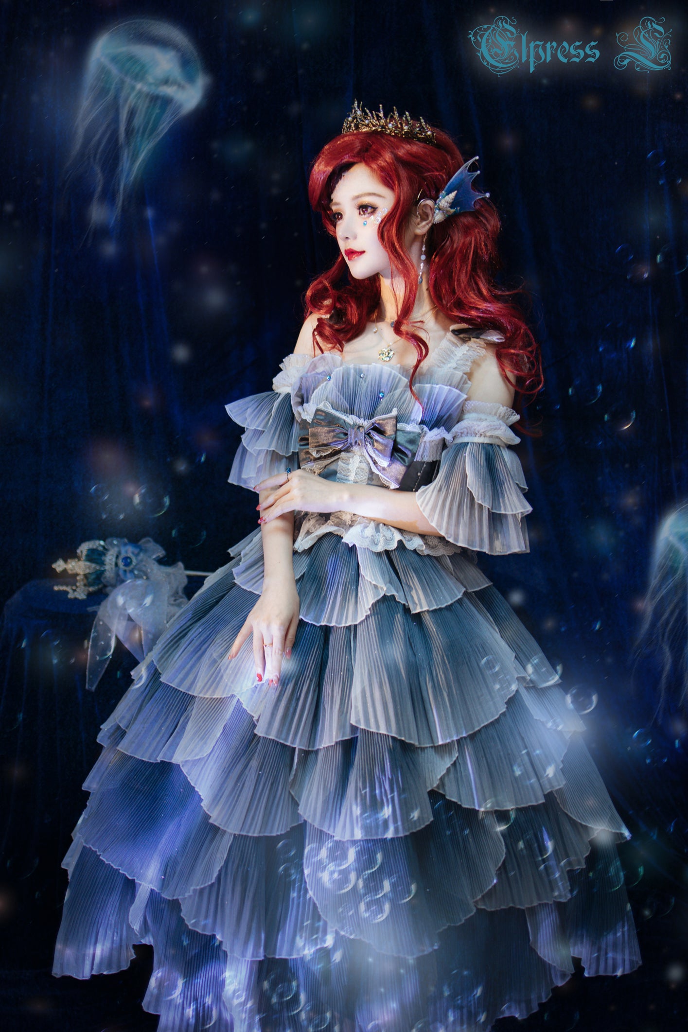 Elpress L - Fish Scale - Elegant Lolita JSK size 1 gray blue Preorder