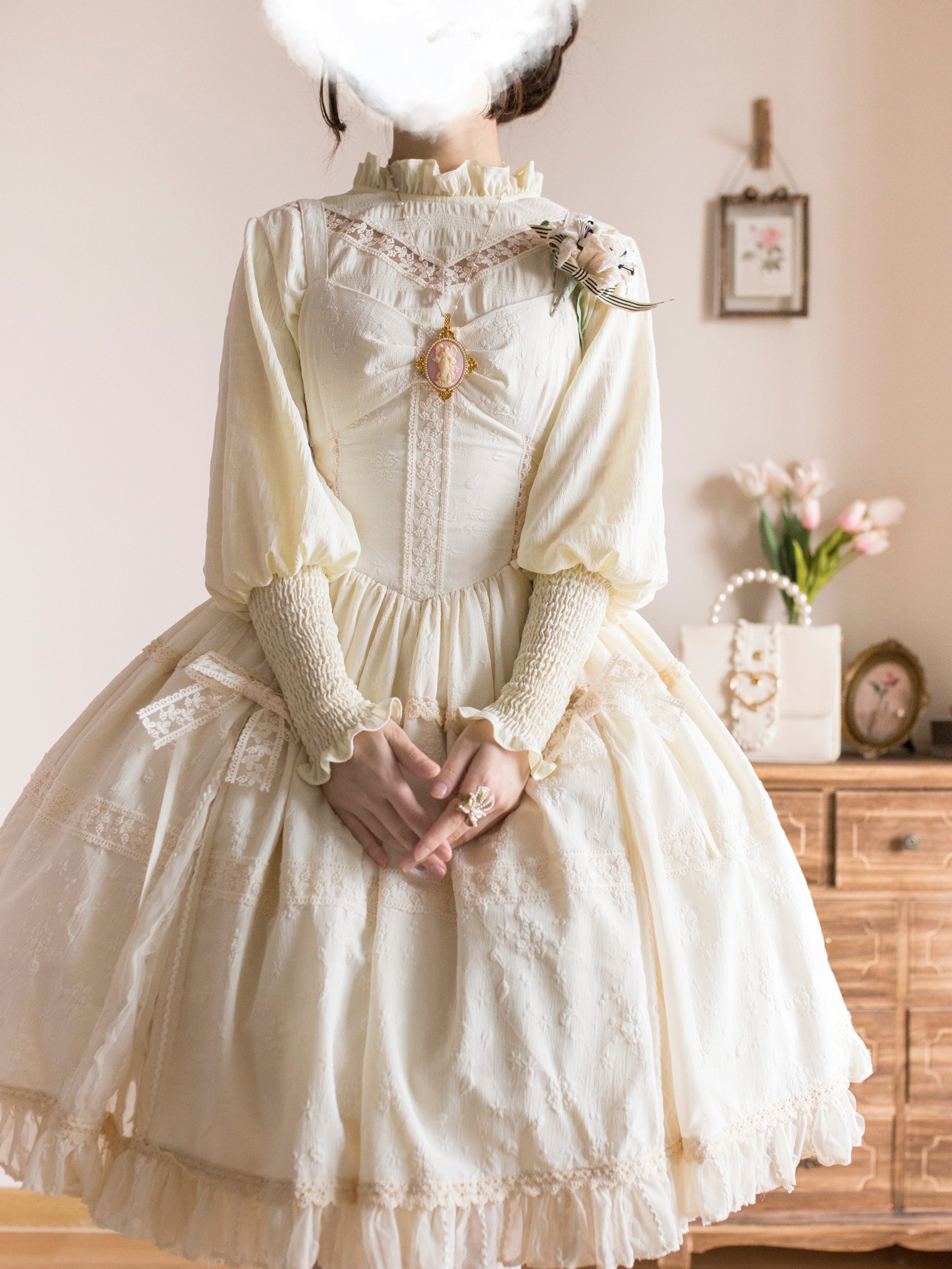 White Tea Story - Elegant Black and White Lolita JSK and Blouse