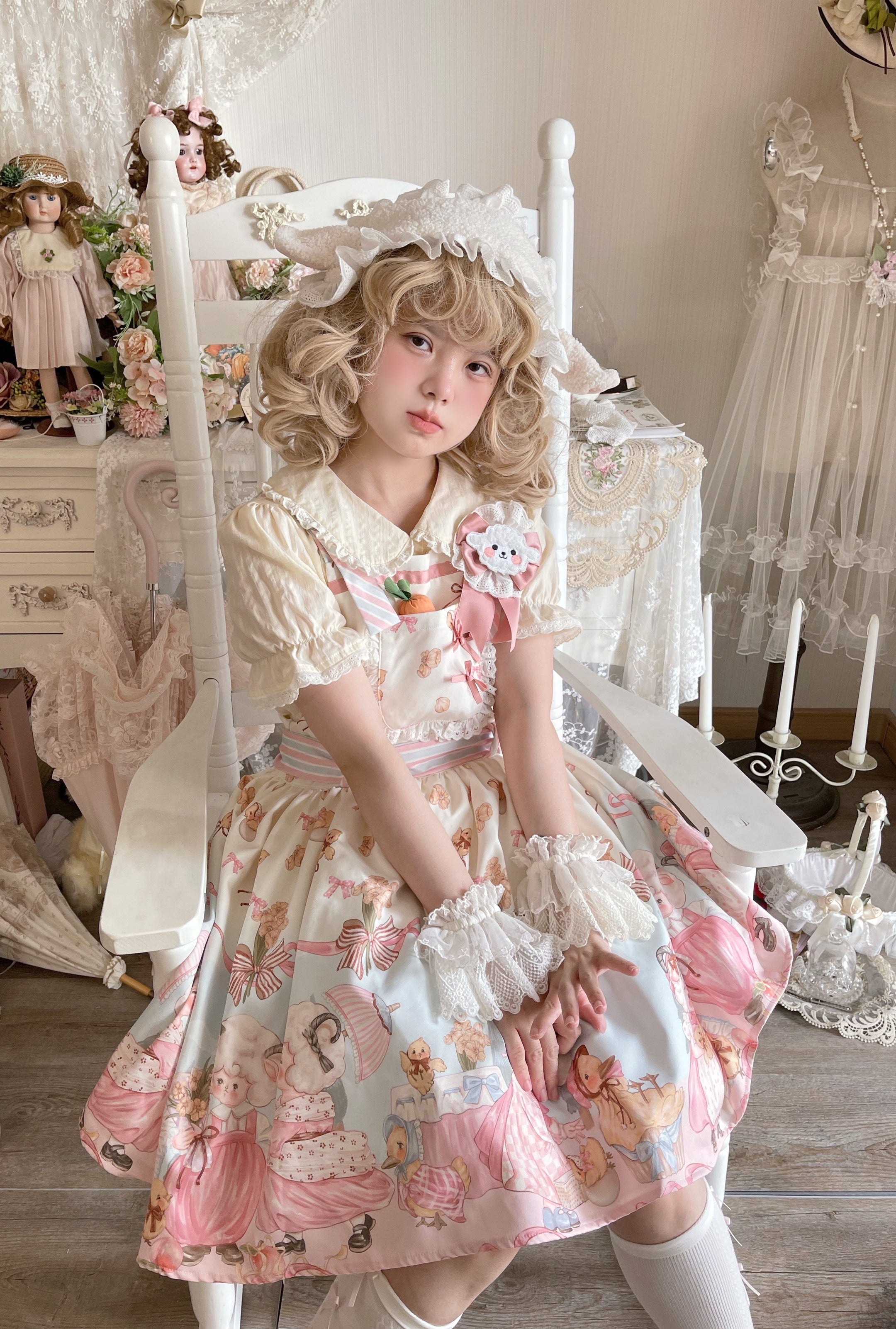 (Buyforme)MeowMeow~Sheep Pattern Waltz Princess Lolita JSK Salopette 11806:122394