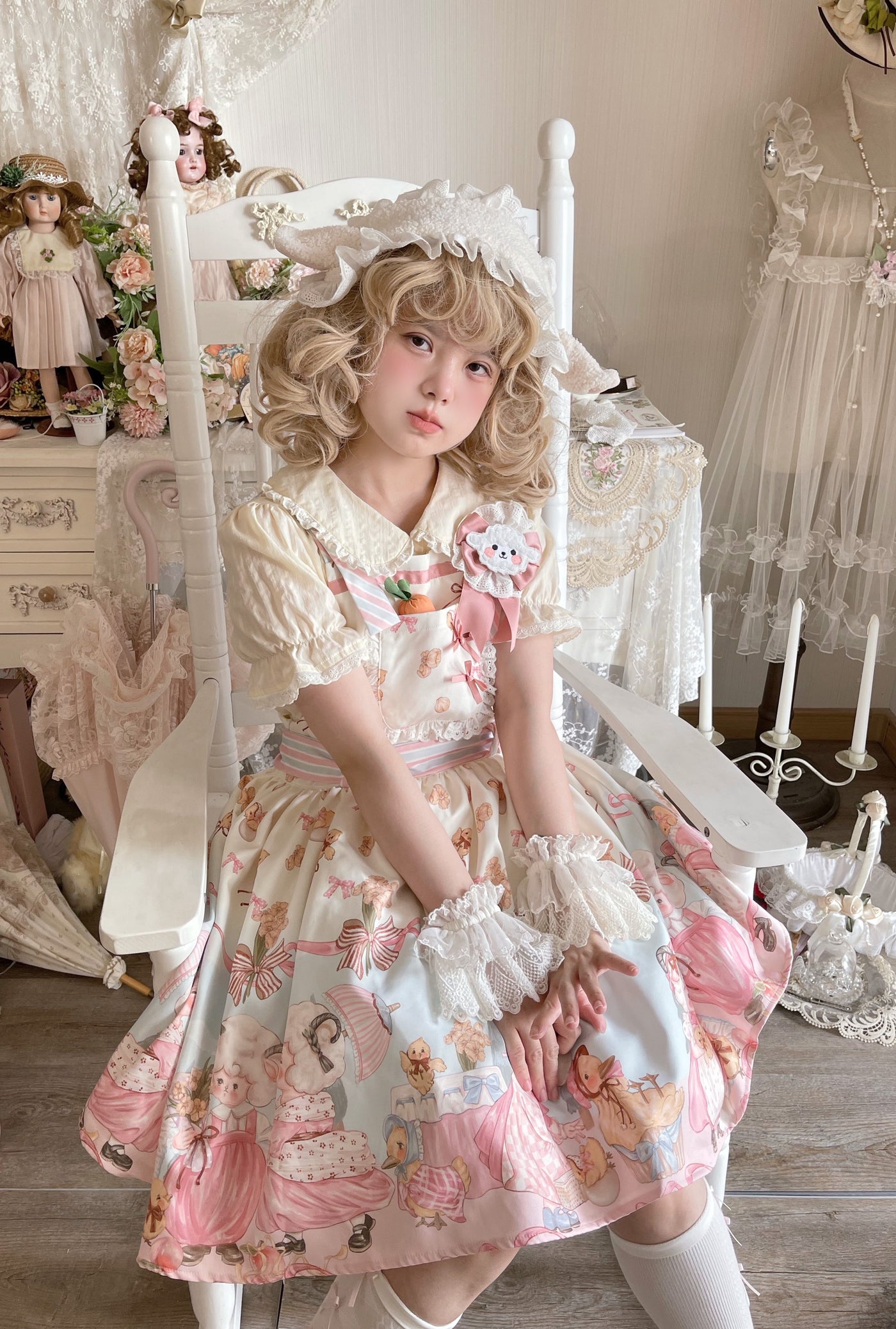 (Buyforme)MeowMeow~Sheep Pattern Waltz Princess Lolita JSK Salopette   