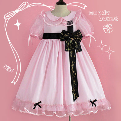 Pumpkin Cat - Candy Boxes Sweet Lolita OP Dress S pink with black silk ribbon