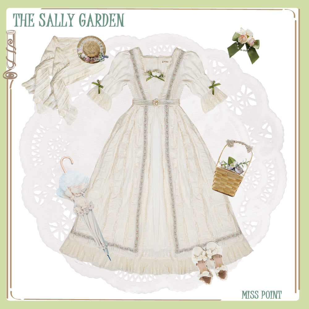Miss Point~The Sally Gardens~Elegant Lolita Lotus Sleeves OP Dress (XS / beige) 8500:158012