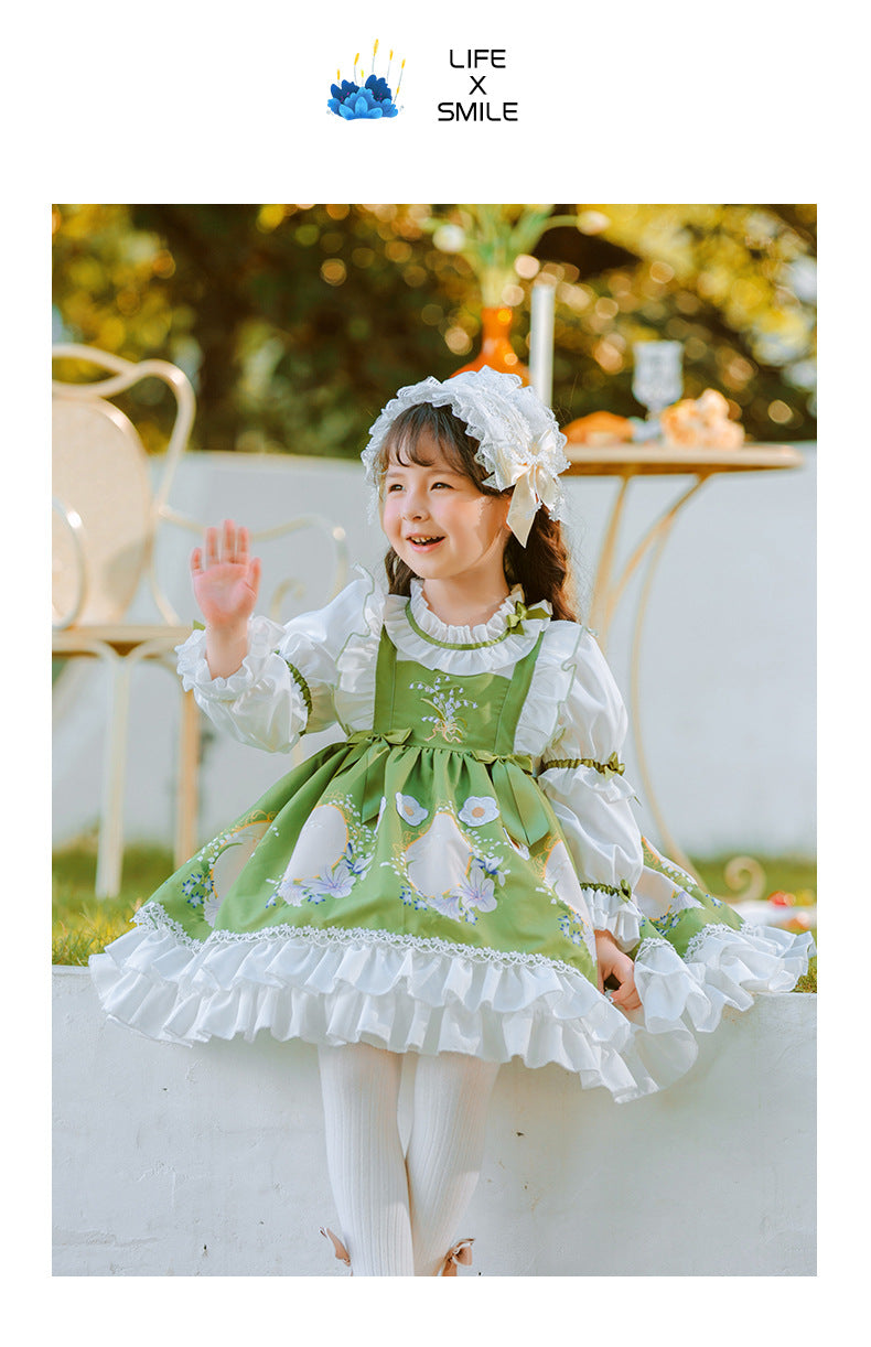 New In Autumn Kid Lolita Fashion Dress green 140cm 