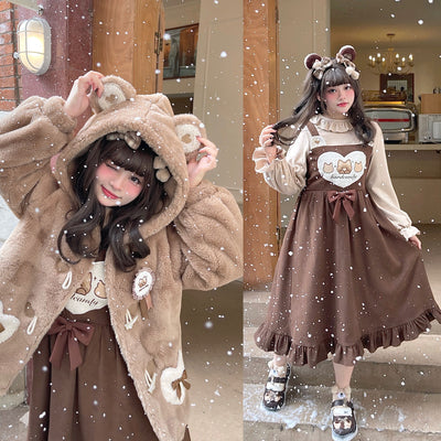 Yingtang~Plus Size Kawaii Bear Lolita Sweater   