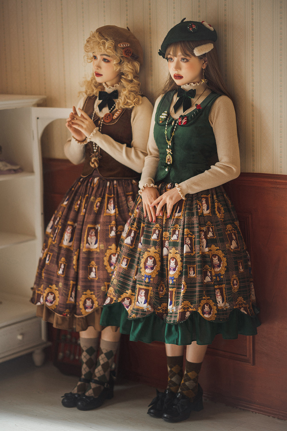 Miss Point~Christmas Preppy Style Velvet Lolita SK Vest Set 3690:22609