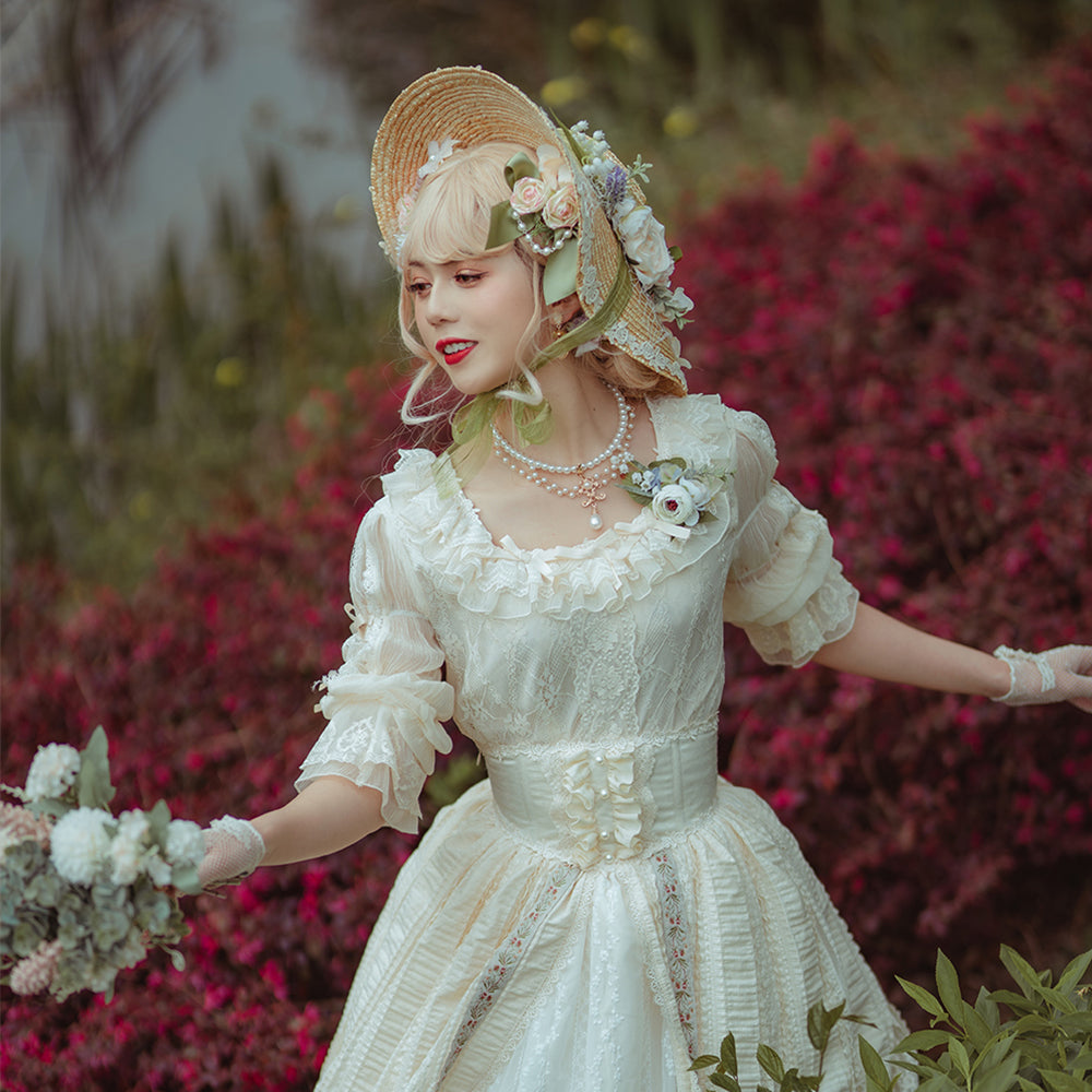 Miss Point - The Sally Gardens - Elegant Lolita Lace Choker and Brooch