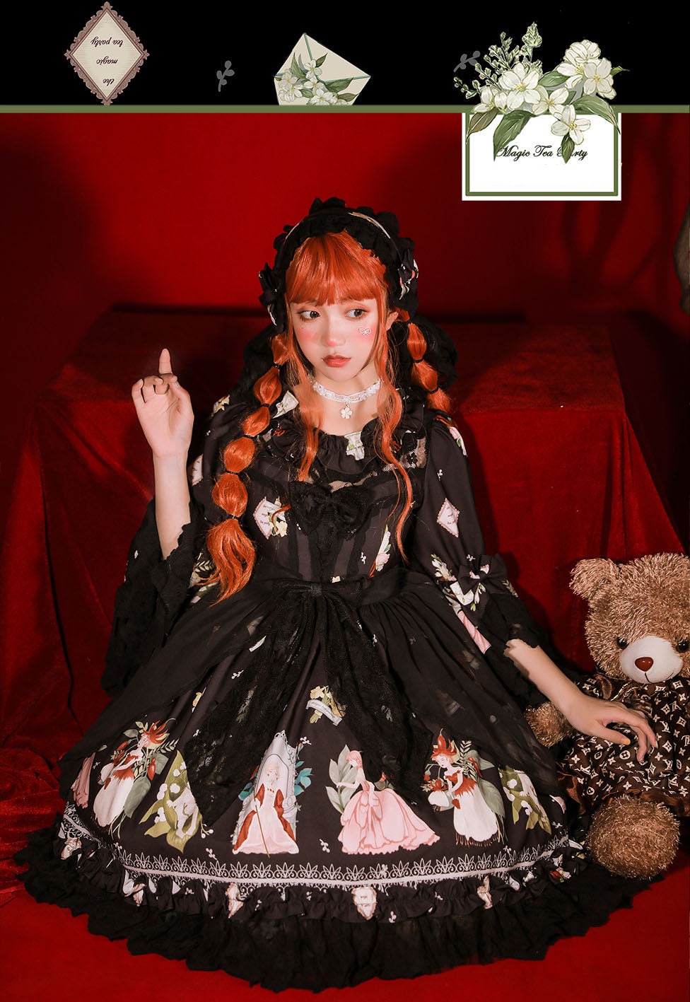Magic Tea Party~Little IDA's Flowers~Medieval European OP Dress L black color 
