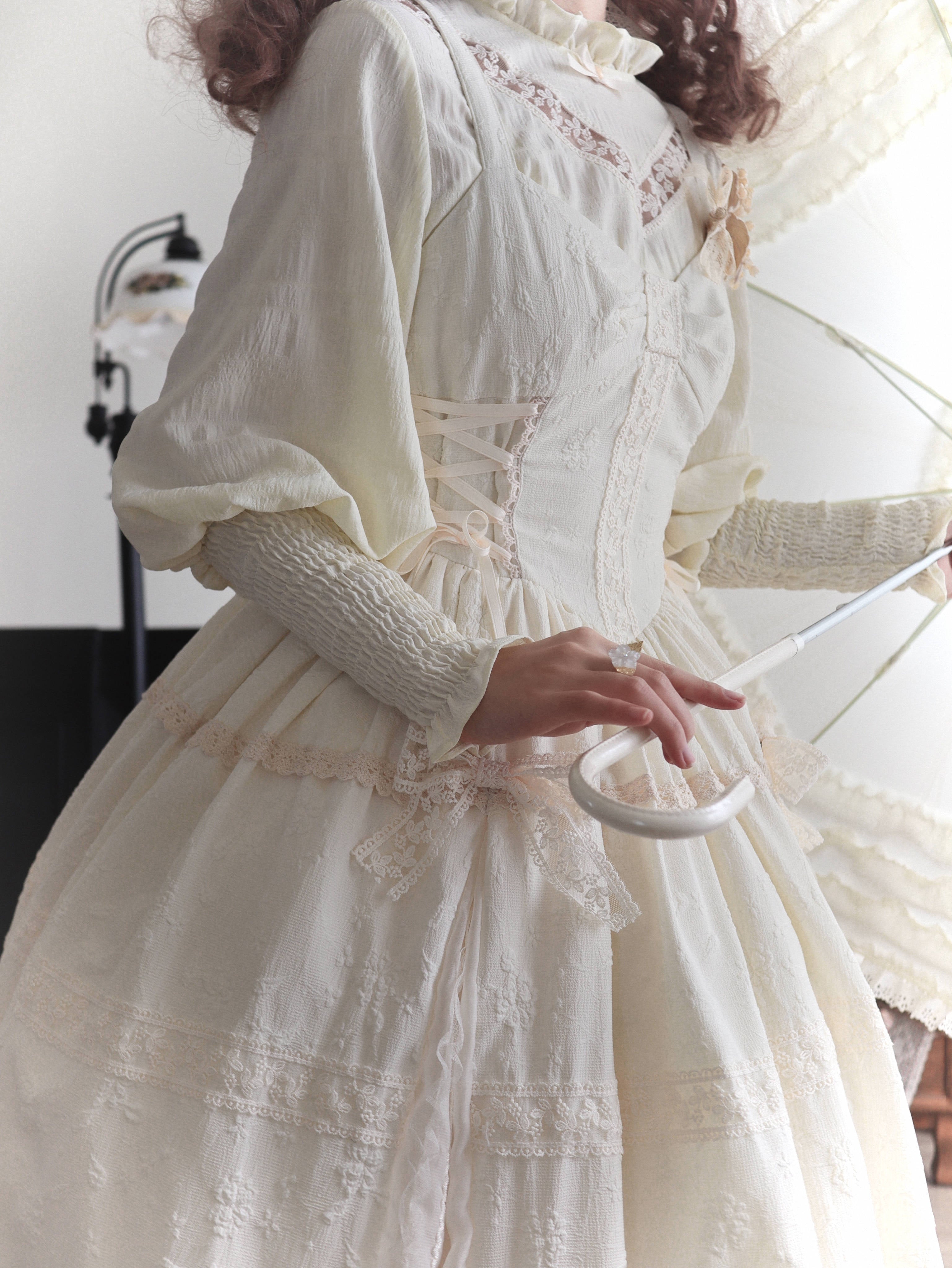 White Tea Story - Elegant Black and White Lolita JSK and Blouse