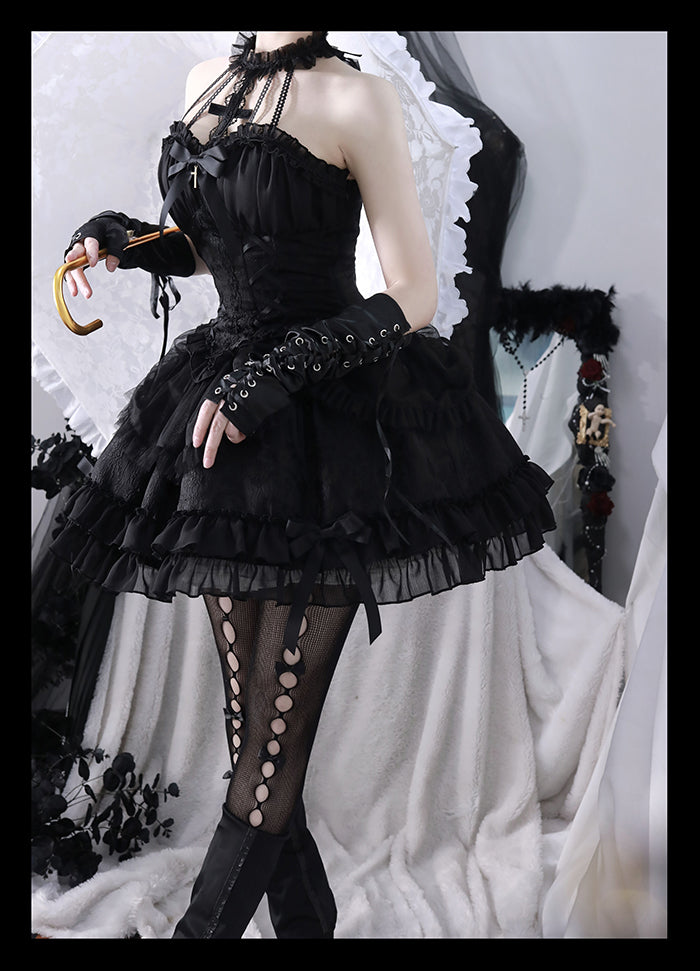 Alice Girl~Cross Maiden~Gothic Lolita Dress Ballet Halterneck Lolita JSK Dress 104:66989