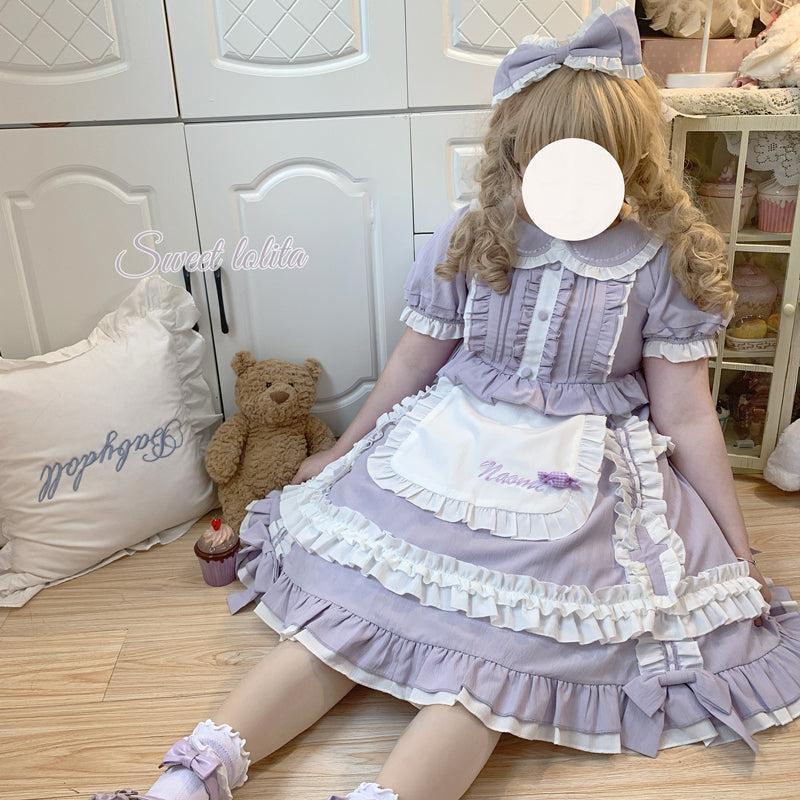 Niu Niu - Plus Size Lolita Nurse Summer OP Dress M purple