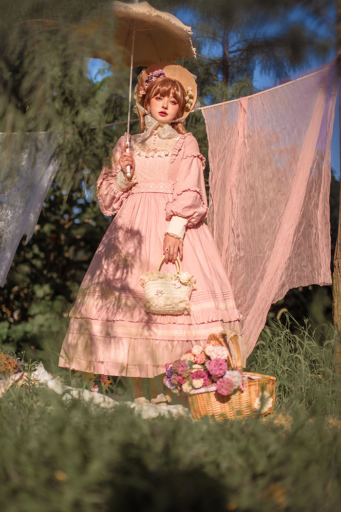 Alice Girl~Vintage Lolita OP Dress~Miss Lya's Jacquard Cotton Dress   