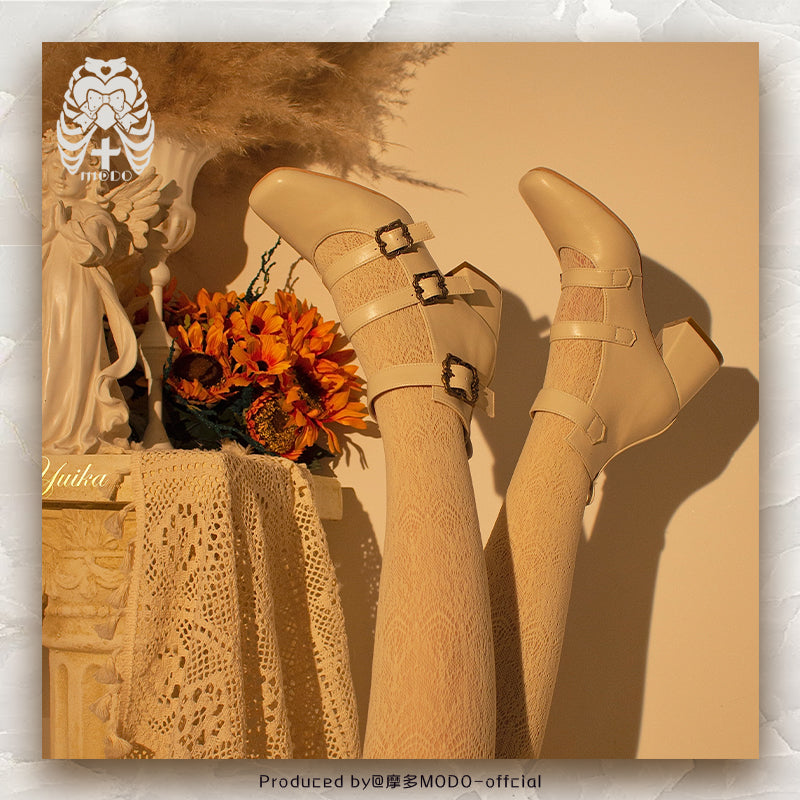 MODO - Vintage Elegant Lolita Three-buckle Mary Janes Shining Shoes