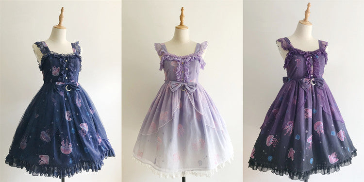 LilithEye - Jellyfish Meteor - Chiffon Fairy Jellyfish Printed Lolita JSK