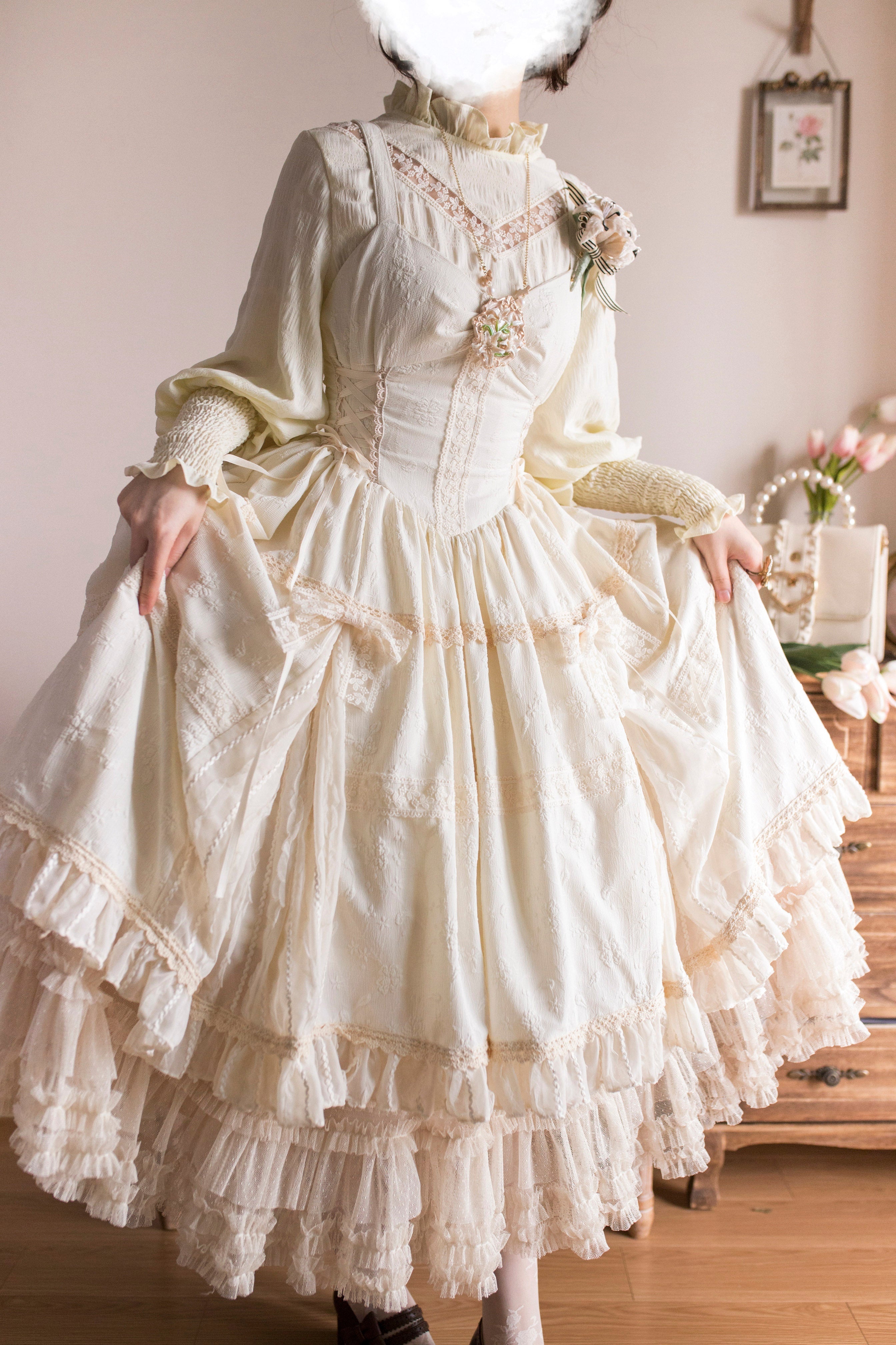 White Tea Story - Elegant Black and White Lolita JSK and Blouse