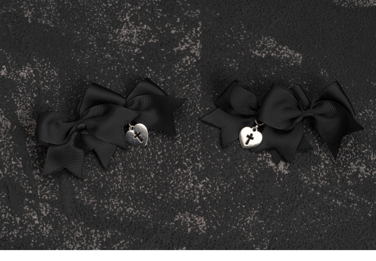 Strange Sugar - Gothic Lolita Cross bows headdress love-heart hair clip(a pair)